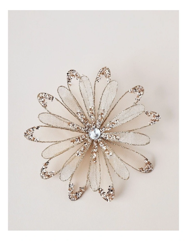 Luxe Christmas Fabric Embellished Flower Clip 20cm in Rose Gold image 2