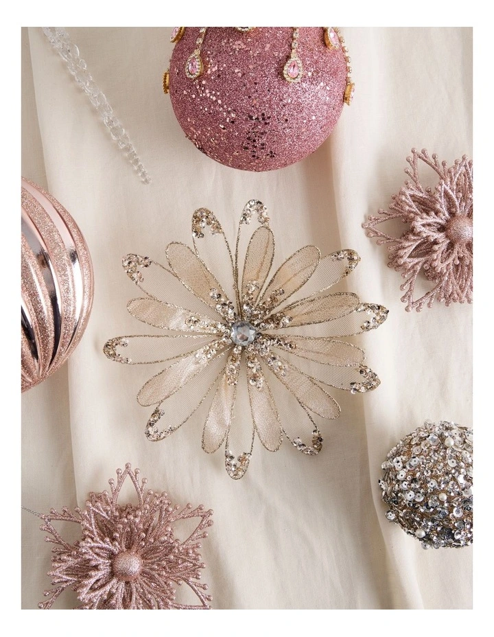 Luxe Christmas Fabric Embellished Flower Clip 20cm in Rose Gold image 3
