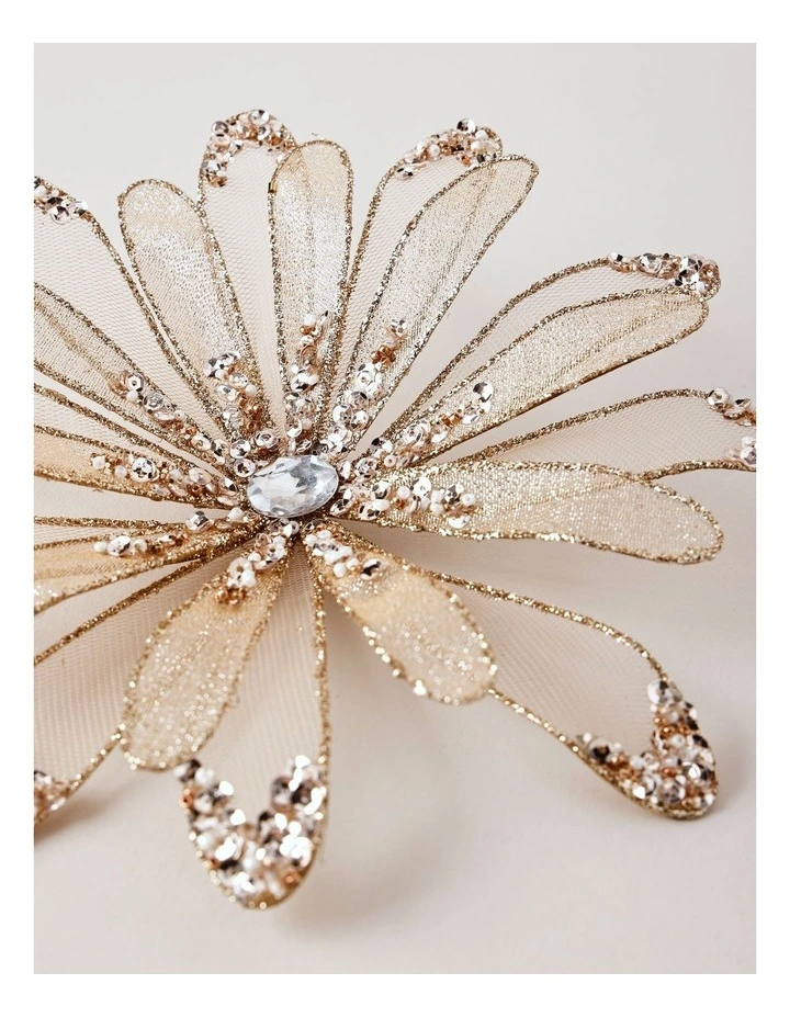 Luxe Christmas Fabric Embellished Flower Clip 20cm in Rose Gold image 3