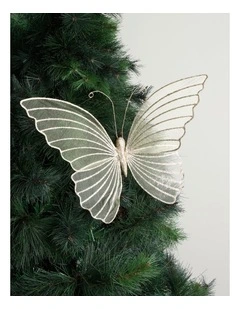 Luxe Christmas Oversized Glittered Butterfly Clip 38cm in Champagne