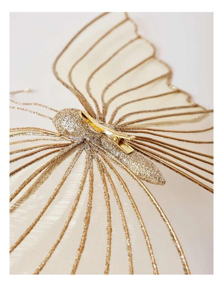 Luxe Christmas Oversized Glittered Butterfly Clip 38cm in Champagne image 4
