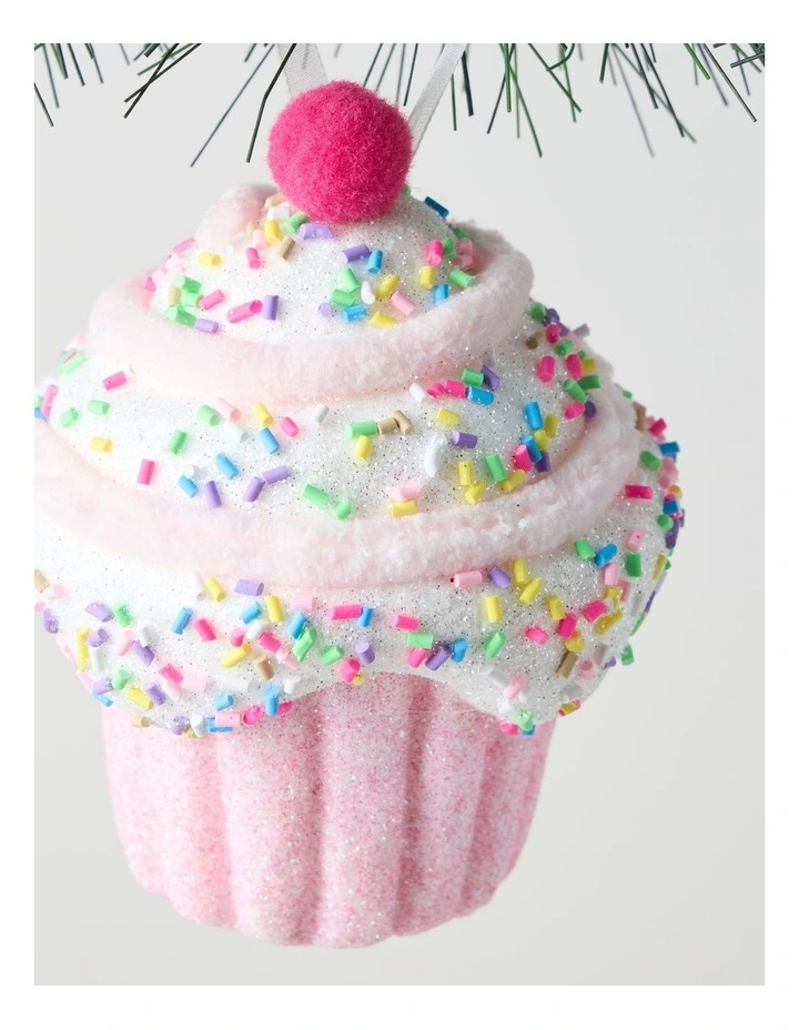 Nostalgia Christmas Styrofoam Cupcake with Cherry Ornament 10cm in Pink image 2