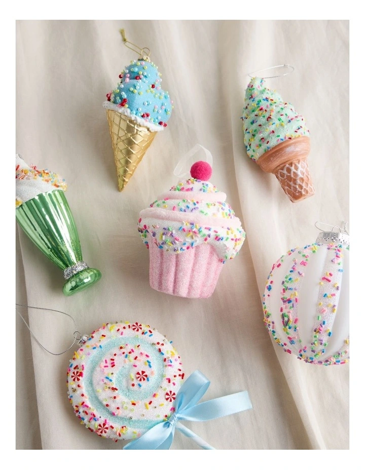 Nostalgia Christmas Styrofoam Cupcake with Cherry Ornament 10cm in Pink image 3