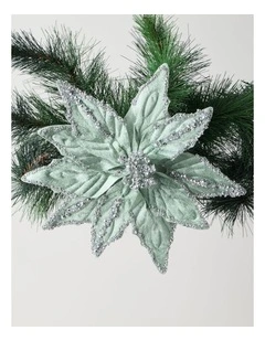 Eucalyptus Christmas Encrusted Velvet Clip 43cm in Blue