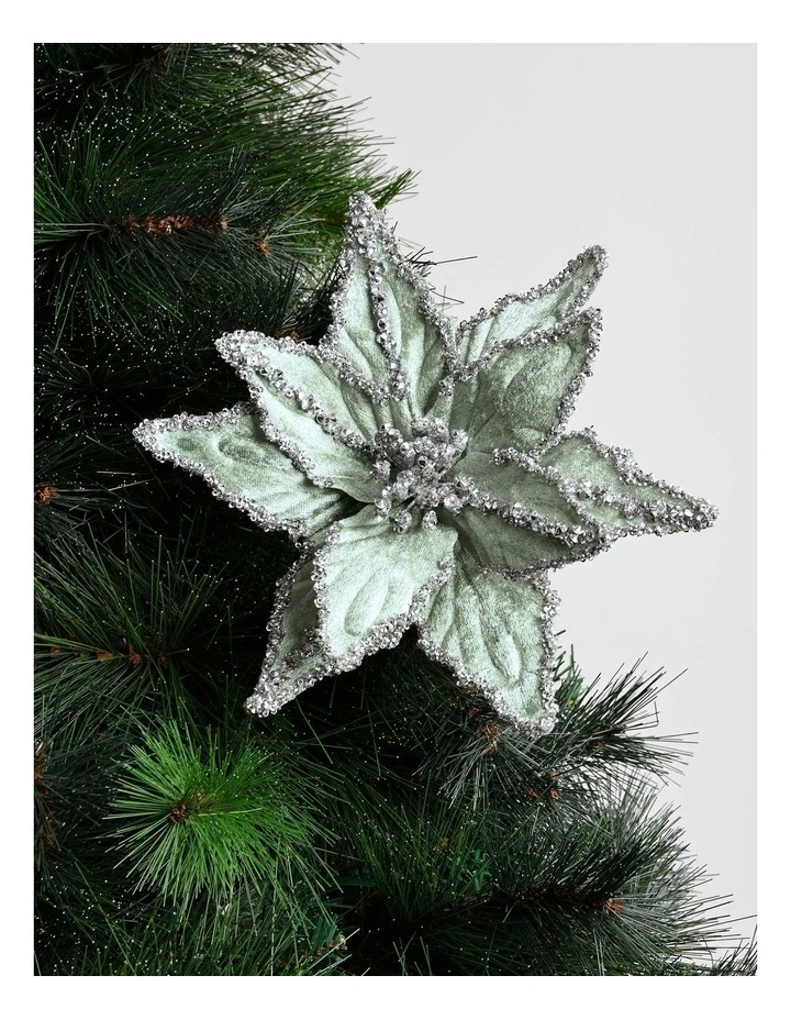 Eucalyptus Christmas Encrusted Velvet Clip 43cm in Blue image 1