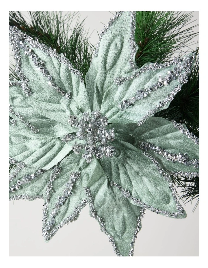 Eucalyptus Christmas Encrusted Velvet Clip 43cm in Blue image 2