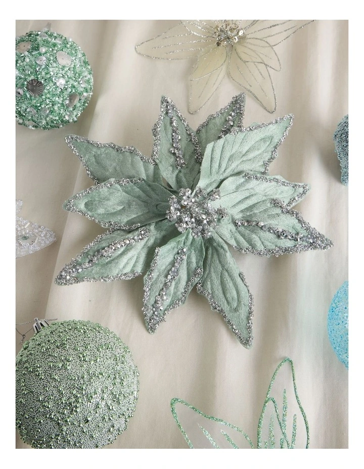 Eucalyptus Christmas Encrusted Velvet Clip 43cm in Blue image 3