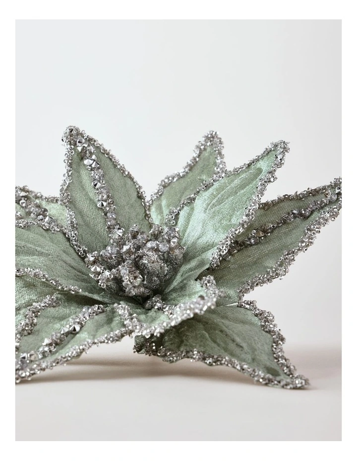 Eucalyptus Christmas Encrusted Velvet Clip 43cm in Blue image 3