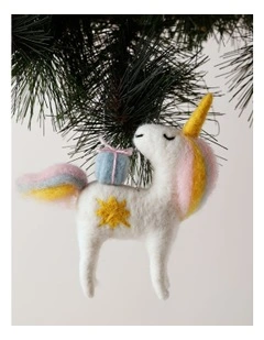 Candyland Christmas Unicorn Ornament 12cm in White