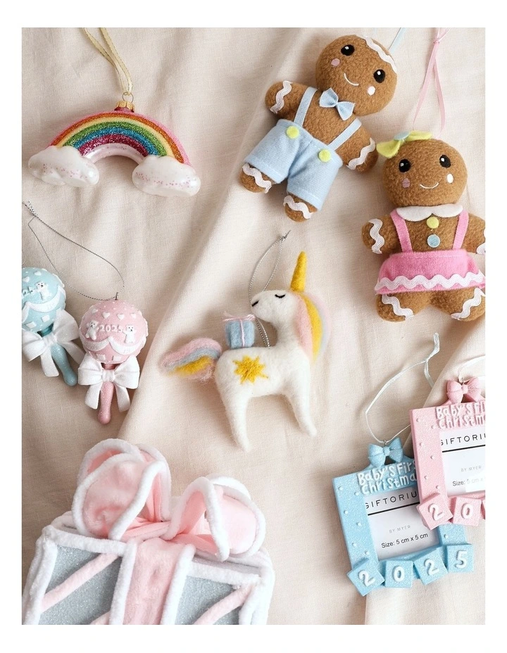 Candyland Christmas Unicorn Ornament 12cm in White image 3