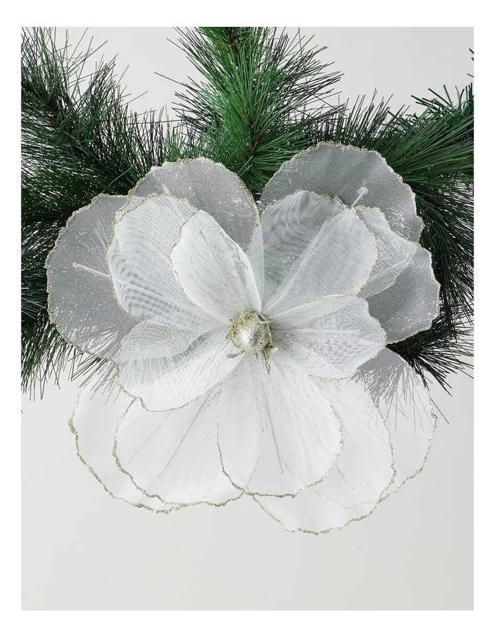 Harvest Christmas Camellia Organza Clip 26cm in White image 1