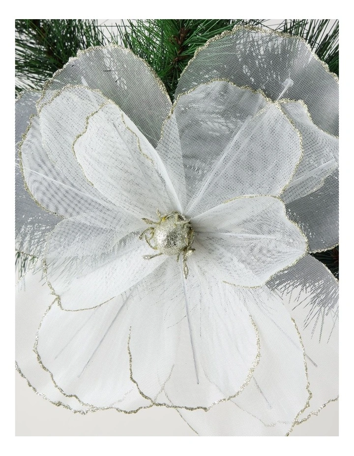 Harvest Christmas Camellia Organza Clip 26cm in White image 2