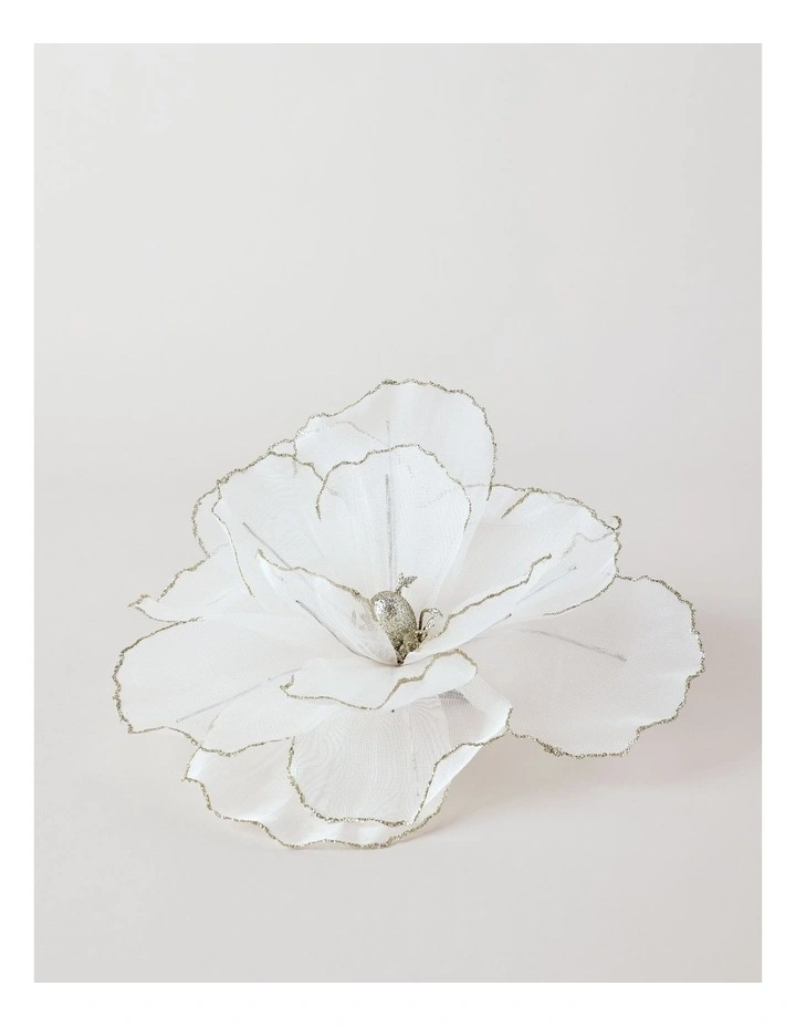 Harvest Christmas Camellia Organza Clip 26cm in White image 2