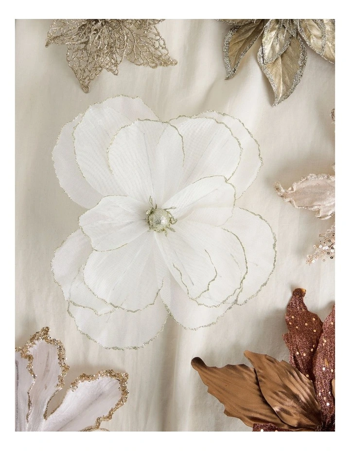 Harvest Christmas Camellia Organza Clip 26cm in White image 3