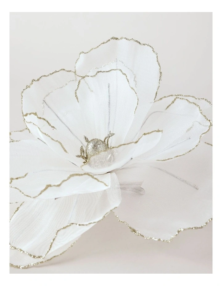Harvest Christmas Camellia Organza Clip 26cm in White image 3