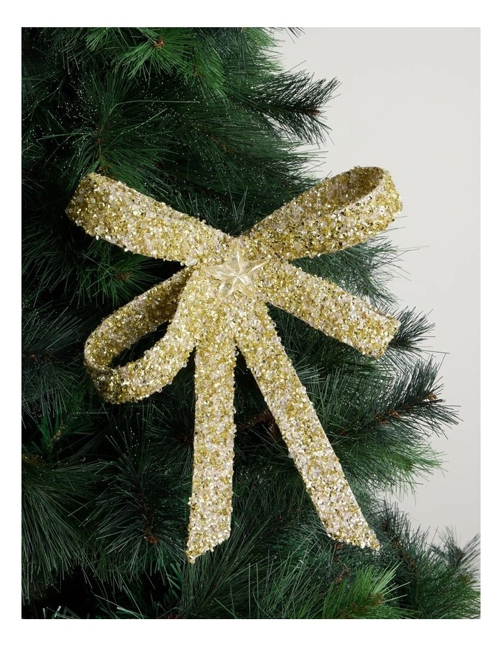 Luxe Plastic Oversized Bow Clip in Gold: 25cm image 1