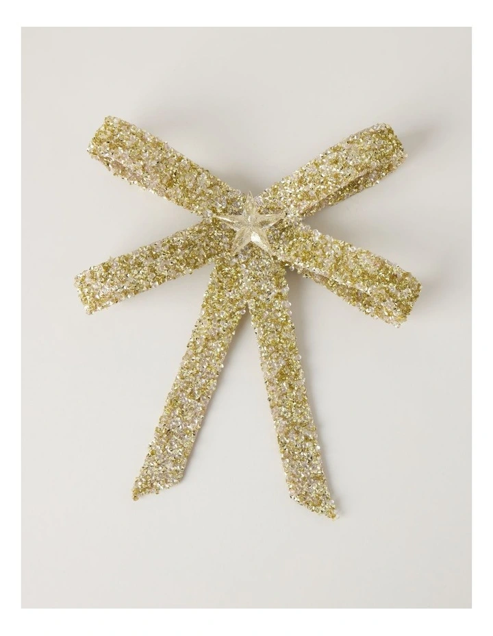 Luxe Plastic Oversized Bow Clip in Gold: 25cm image 3
