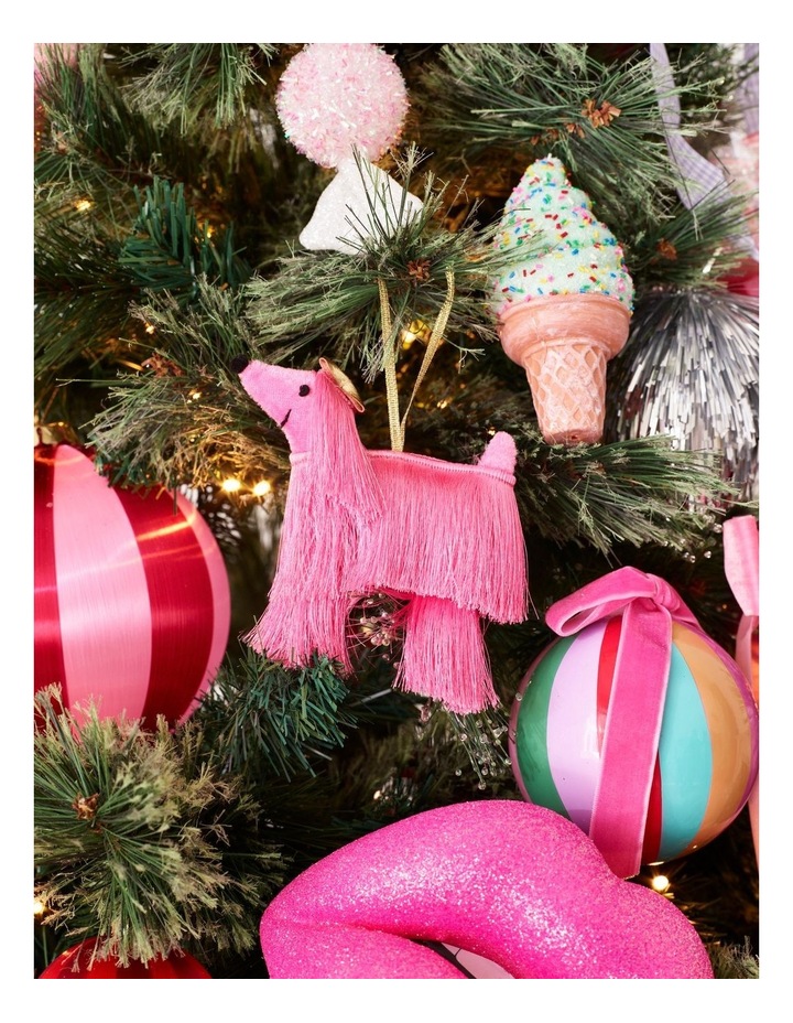 Nostalgia Christmas Fabric Shaggy Dog Ornament in Pink: 13cm image 2