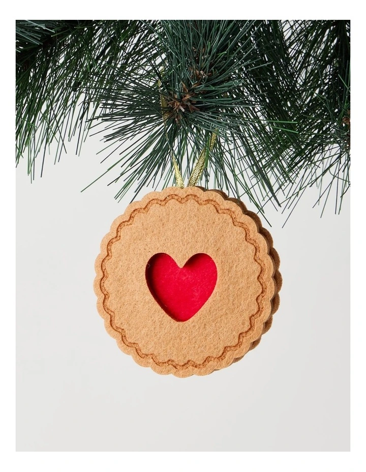 Nostalgia Christmas Felt Jam Biscuit Ornament in Brown and Red: 8cm image 1