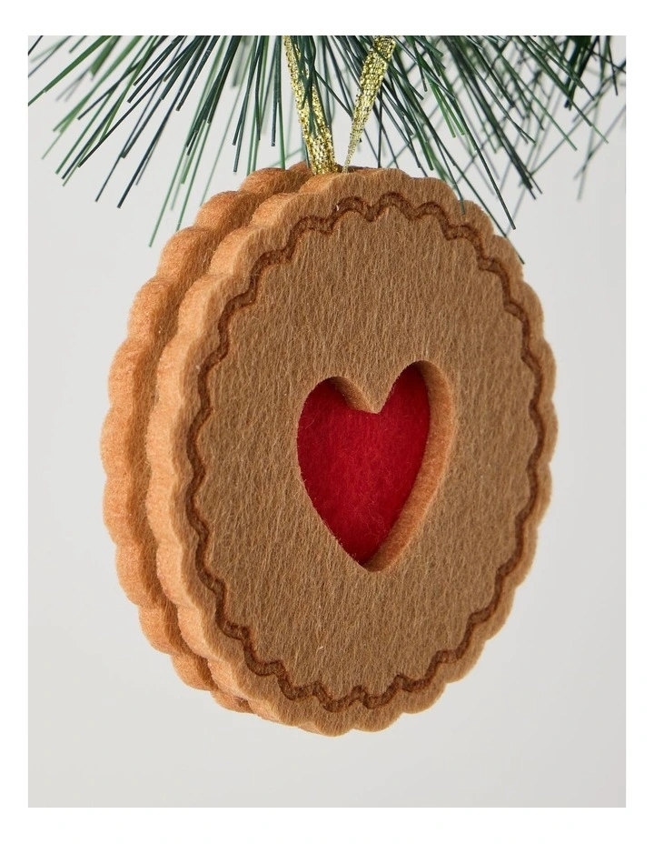 Nostalgia Christmas Felt Jam Biscuit Ornament in Brown and Red: 8cm image 2