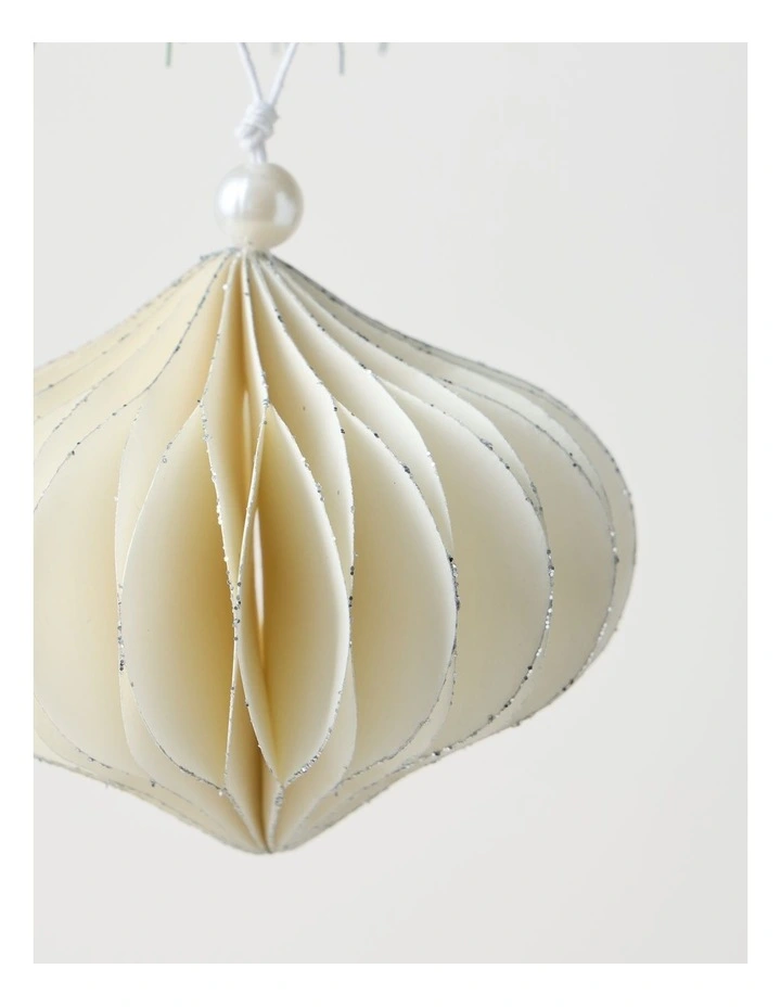 Eucalyptus Paper Ornament in White: 8cm image 2