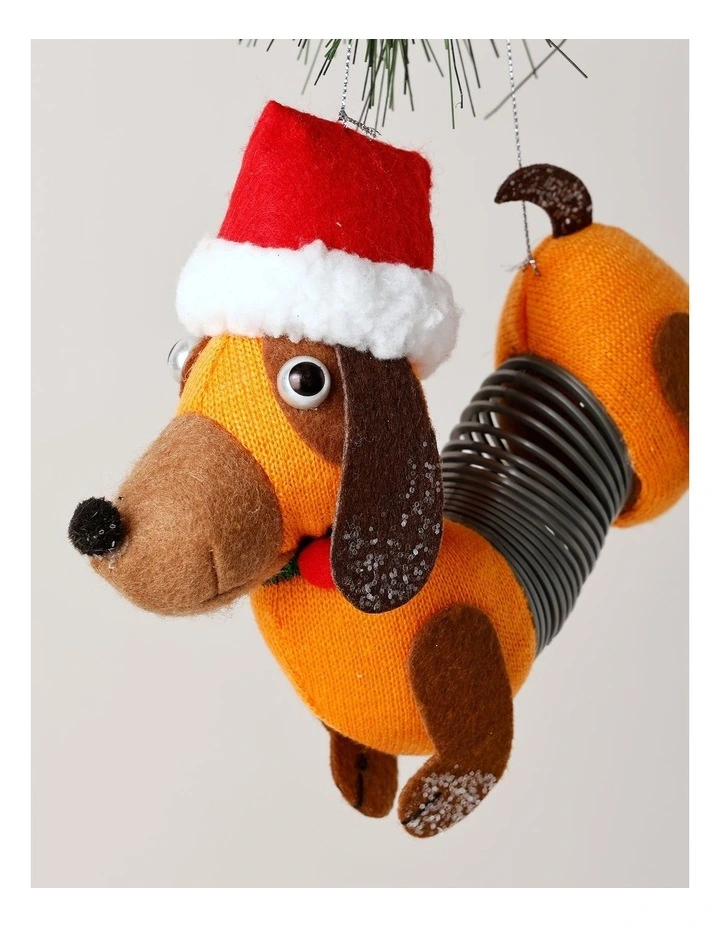 Candyland Christmas Fabric Sausage Dog with Spring Body 17cm in Brown image 2