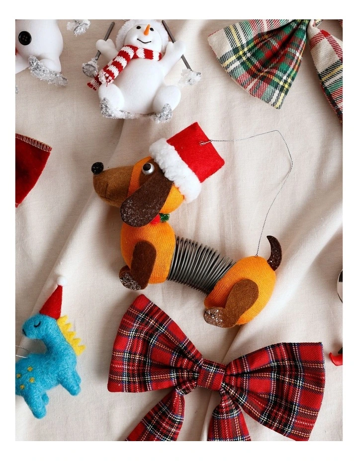 Candyland Christmas Fabric Sausage Dog with Spring Body 17cm in Brown image 3