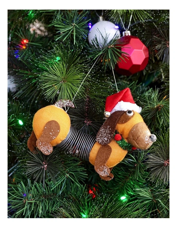 Candyland Christmas Fabric Sausage Dog with Spring Body 17cm in Brown image 4