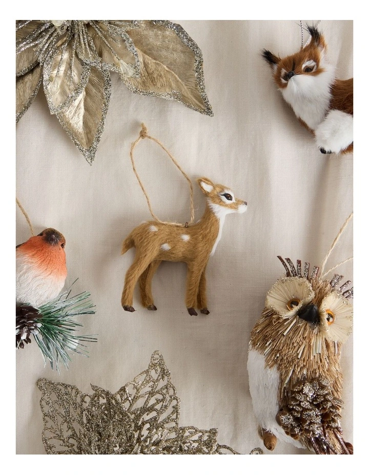 Myer Giftorium Harvest Christmas Faux Fur Doe Deer Hanging Ornament in Brown image 4