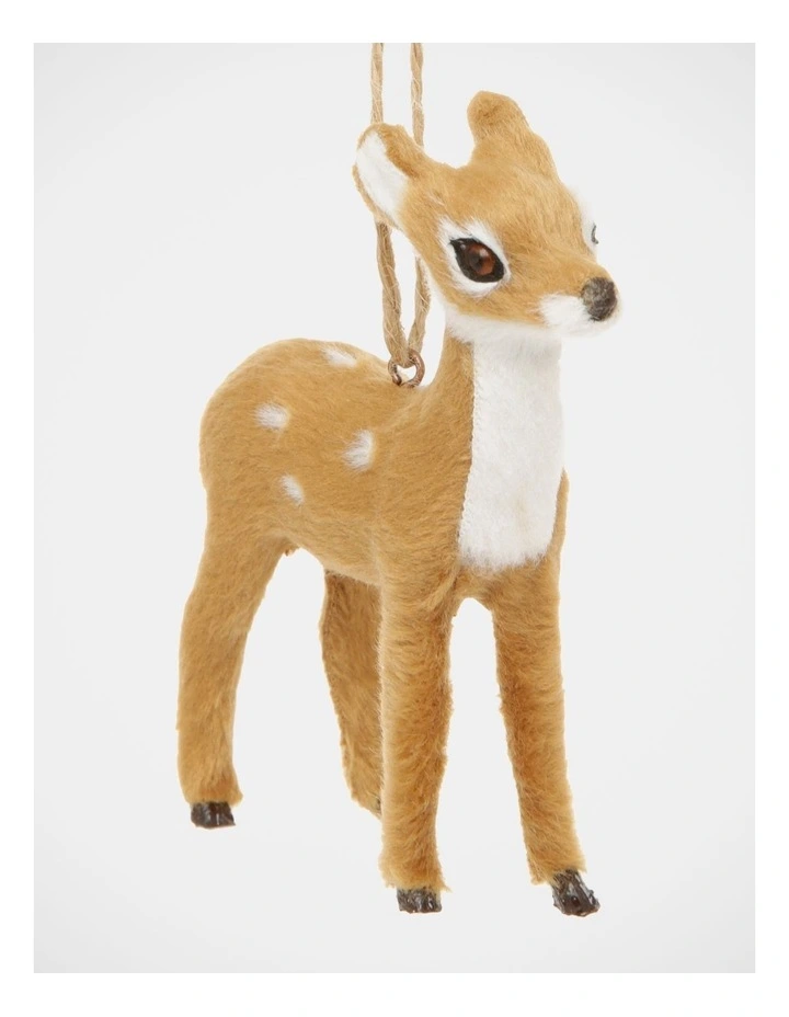 Myer Giftorium Harvest Christmas Faux Fur Doe Deer Hanging Ornament in Brown image 4