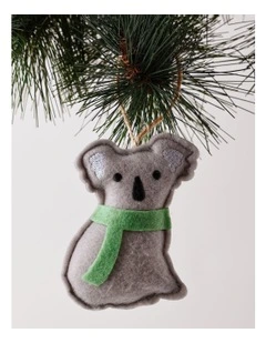Eucalyptus Christmas Grey Stitched Fabric Koala Hanging Ornament