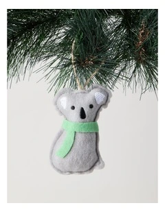 Eucalyptus Christmas Grey Stitched Fabric Koala Hanging Ornament
