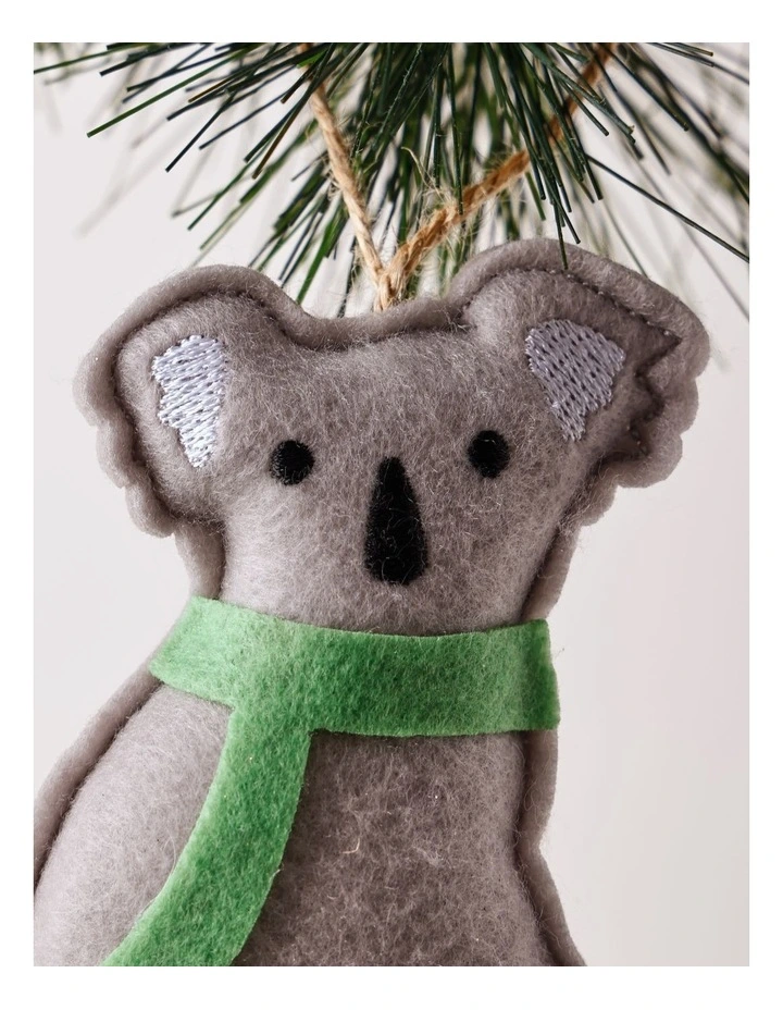 Eucalyptus Christmas Grey Stitched Fabric Koala Hanging Ornament image 2