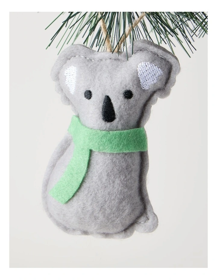 Eucalyptus Christmas Grey Stitched Fabric Koala Hanging Ornament image 2
