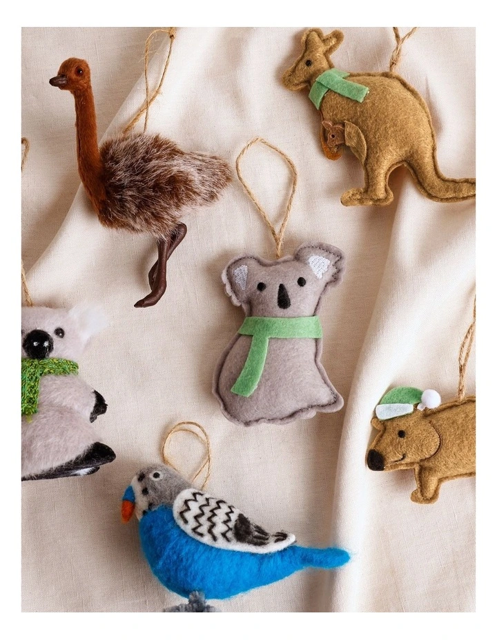 Eucalyptus Christmas Grey Stitched Fabric Koala Hanging Ornament image 3