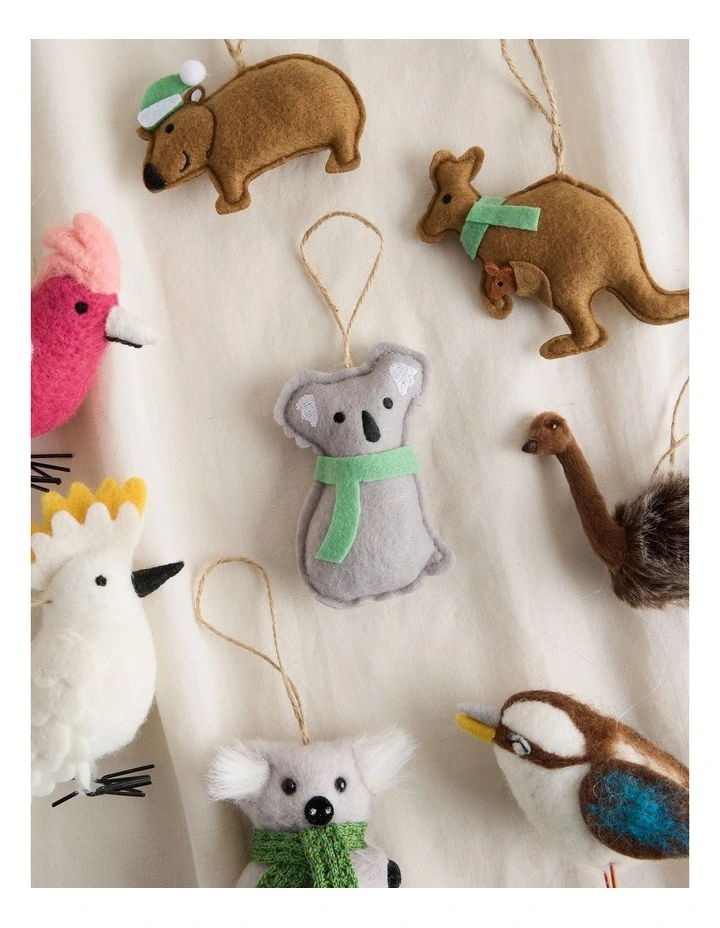 Eucalyptus Christmas Grey Stitched Fabric Koala Hanging Ornament image 3