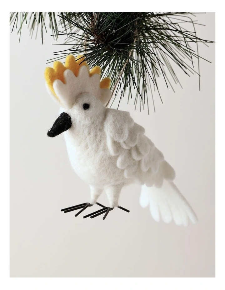 Eucalyptus Christmas Felt Cockatoo Hanging Ornament image 1