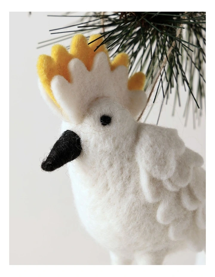 Eucalyptus Christmas Felt Cockatoo Hanging Ornament image 2