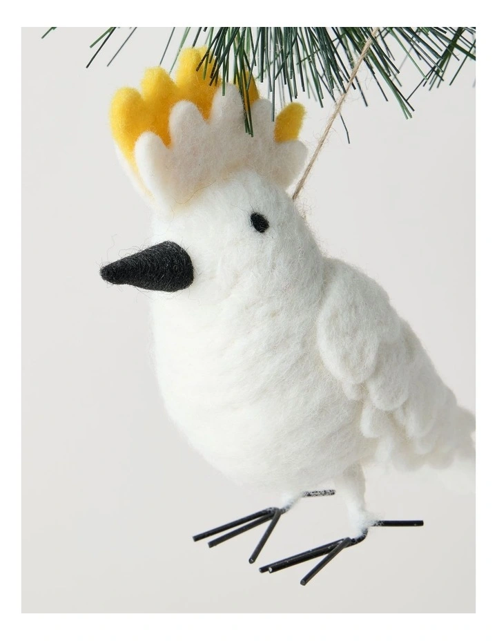 Eucalyptus Christmas Felt Cockatoo Hanging Ornament image 2