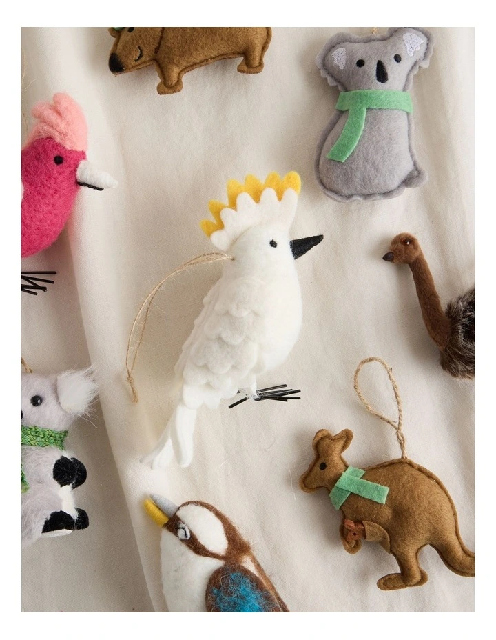 Eucalyptus Christmas Felt Cockatoo Hanging Ornament image 3