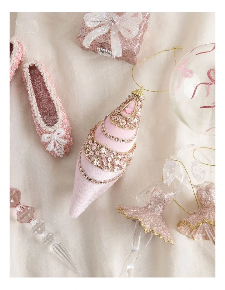 Luxe Christmas Pink Velvet Jewelled Finial Hanging Ornament image 3