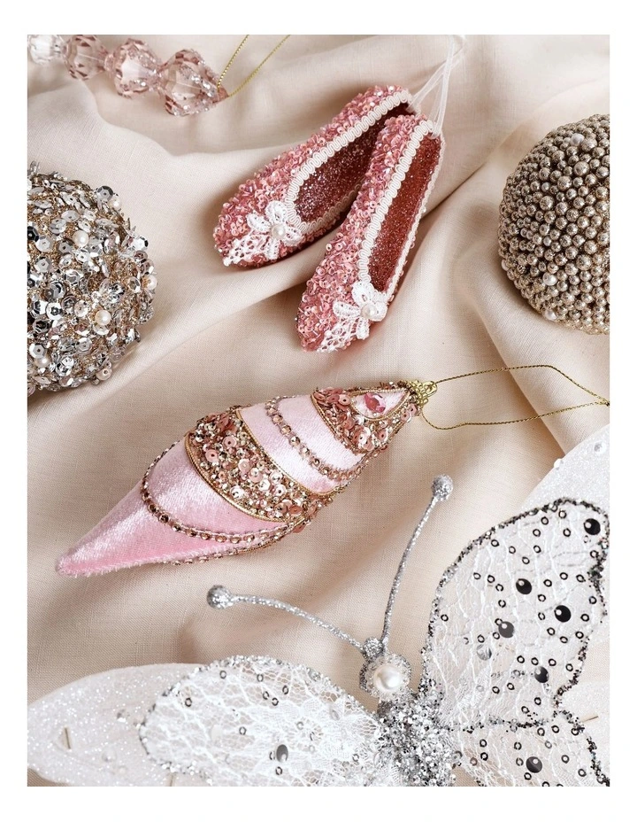 Luxe Christmas Pink Velvet Jewelled Finial Hanging Ornament image 4