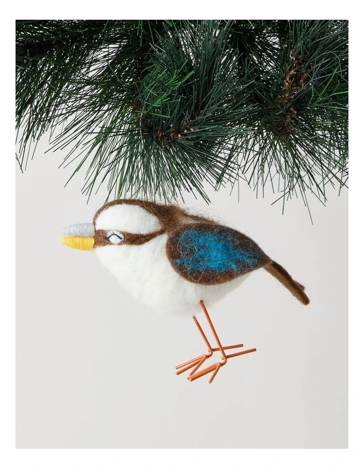 Eucalyptus Christmas Felt Kookaburra Bird Ornament 10cm in Brown image 1