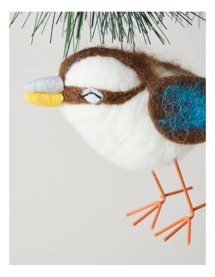 Eucalyptus Christmas Felt Kookaburra Bird Ornament 10cm in Brown image 2