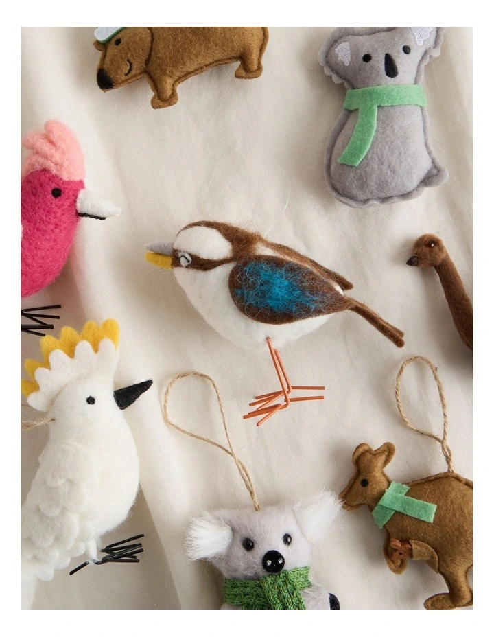 Eucalyptus Christmas Felt Kookaburra Bird Ornament 10cm in Brown image 3
