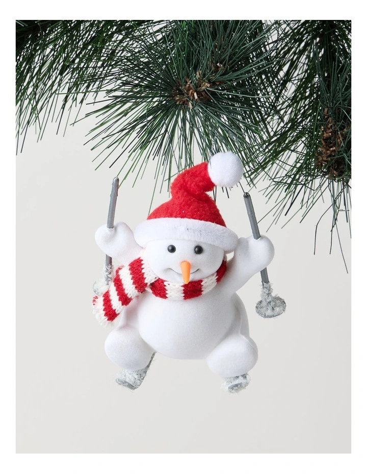 Nostalgia Christmas Fabric Skiing Snowman Ornament in White image 3