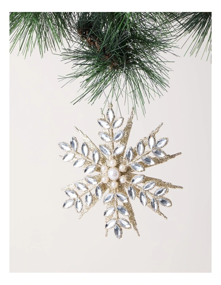 Luxe Christmas 12cm Gemmed Snowflake Ornament in Champagne image 1
