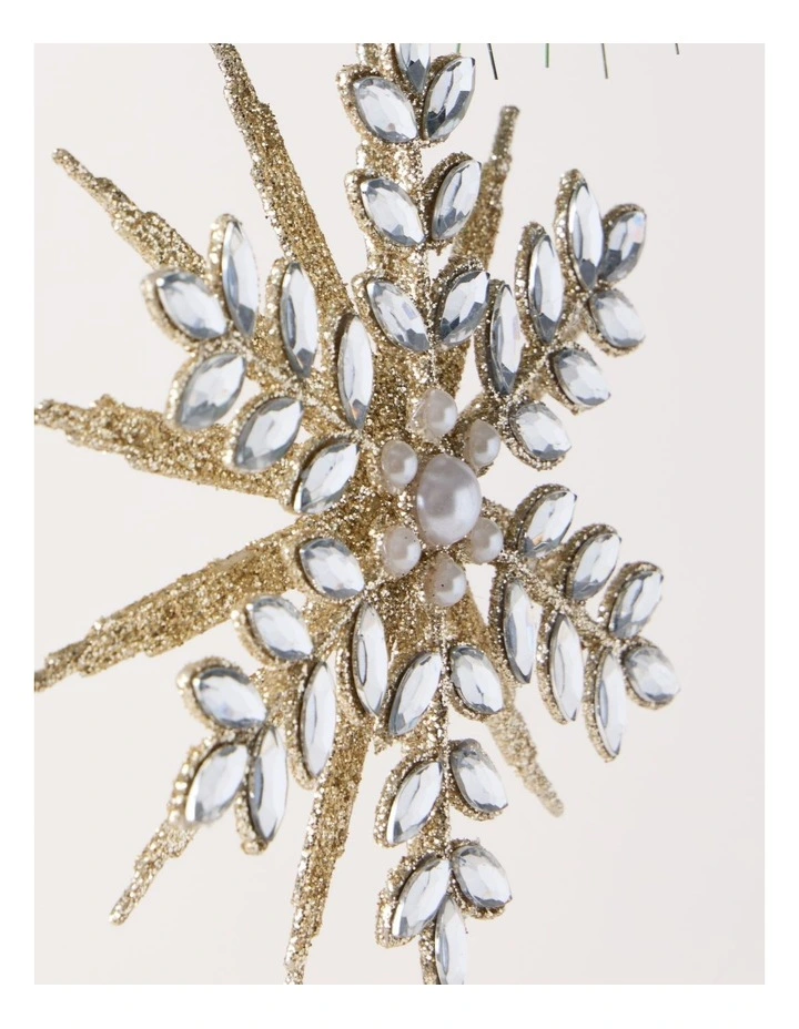 Luxe Christmas 12cm Gemmed Snowflake Ornament in Champagne image 2