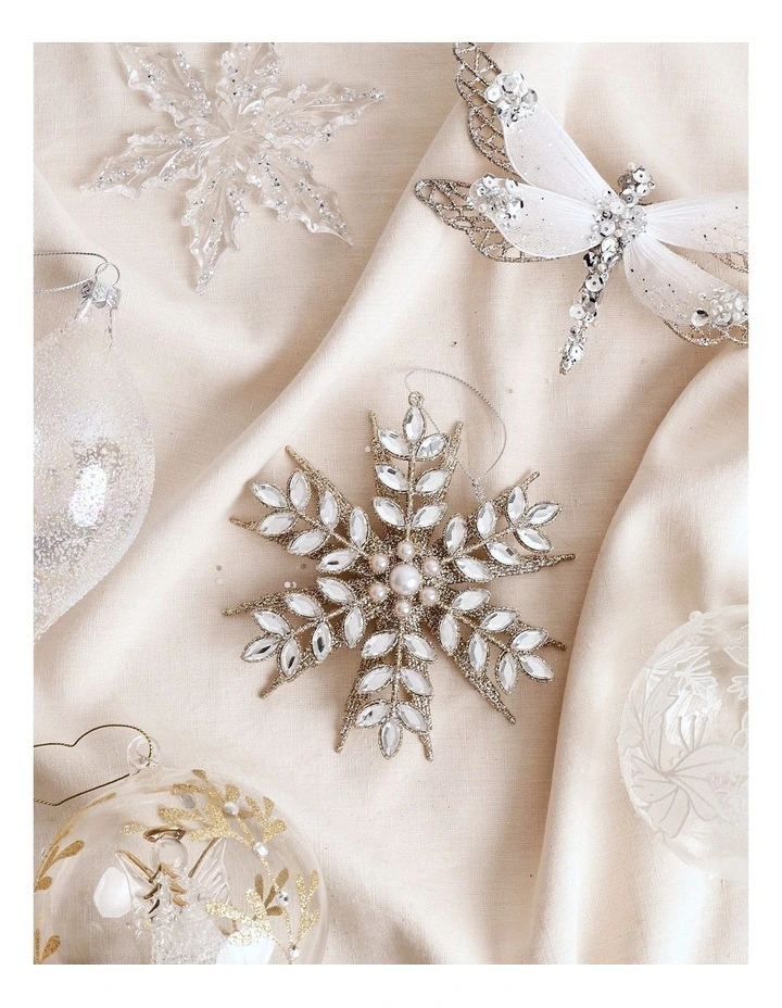 Luxe Christmas 12cm Gemmed Snowflake Ornament in Champagne image 3