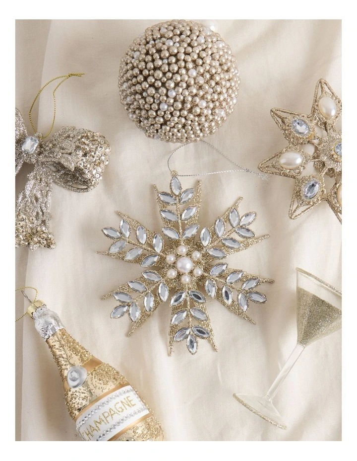 Luxe Christmas 12cm Gemmed Snowflake Ornament in Champagne image 3